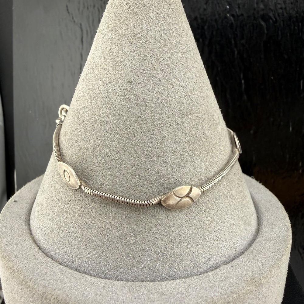 Baer SF Bracelet Silver Tone XO Love Snake Chain 7"